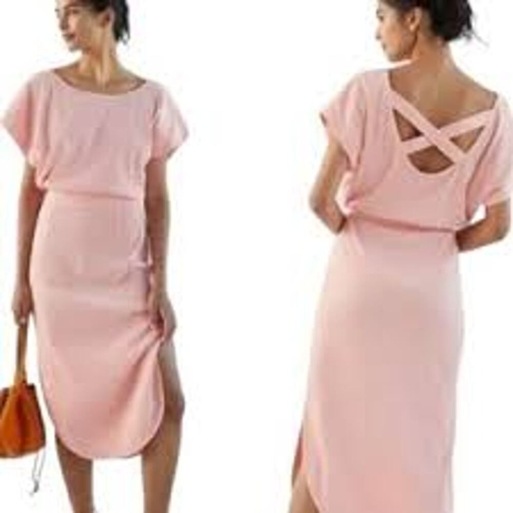Daily Practice Size Small Sheath Dress Peach Pink Cotton Blend Ribbed Crossback